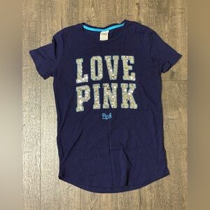 PINK Victoria's Secret Dark Blue 'Love Pink' Tee